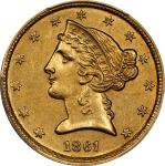 1861-C Liberty Head Half Eagle. Winter-1, the only known dies. Die State II. Unc Details--Altered Su