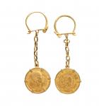 1878年西班牙阿丰索十二世25比赛塔金币制纪念金钥匙圈，13.34克，极美品