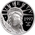 1997年美国铂金鹰100元铂金币，重1盎司，及1890年英国1克朗银币，分别UNC及GVF