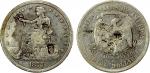 CHINESE CHOPMARKS: UNITED STATES: AR trade dollar, 1877-S, KM-108, cleaned, numerous large Chinese m