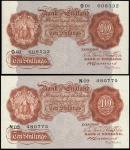 Bank of England, Basil Gage Catterns (1929-1934), 10 shillings (2), ND (1930), serial numbers O01 00