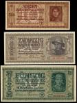 Ukrainian Central Bank, 10, 20, 50, 200, Karbowznez, 1942, 10 Karbowznez, red/brown, farmers wife at