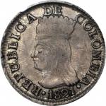 COLOMBIA. Cundinamarca. 1821-JF 2 Reales. Bogotá mint. Restrepo 155.6. AU-53 (PCGS).