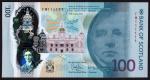 Bank of Scotland, polymer £100, 16 August 2021, serial number FM 111111, green, Sir Walter Scott at 