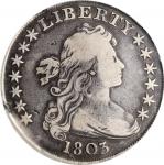 1803 Draped Bust Silver Dollar. BB-255, B-6. Rarity-2. Large 3. VG Details--Bent (PCGS).