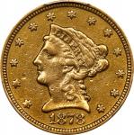 1878年美国2-1/2 元金币。费城造币厂。UNITED STATES OF AMERICA. 2-1/2 Dollars (Quarter Eagle), 1878. Philadelphia M