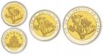 1997年熊猫纪念双金属金银币1/2+1/5盎司等三枚 完未流通