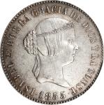 SPAIN. Silver 10 Reales Pattern, 1855. Madrid Mint. Isabel II. PCGS Genuine--Cleaned, AU Details.