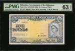 BAHAMAS. Government of the Bahamas. 5 Pounds, 1936 (ND 1963). P-16d. PMG Choice Uncirculated 63 EPQ.