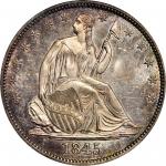 1845-O Liberty Seated Half Dollar. WB-1, FS-303. Rarity-2. Doubled Date, Medium O. MS-64 (PCGS). CAC