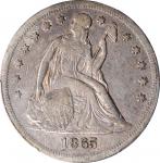 1865 Liberty Seated Silver Dollar. OC-3. Rarity-5+. Repunched Date. VF-25 (PCGS).