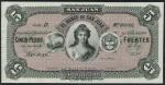 El Banco de San Juan, Argentina, specimen 5 Pesos Fuertes, San Juan, 18- (1876), serial number D 006