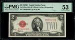 1928D美国美国券2元，编号C30469231A，PMG 53