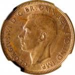 AUSTRALIA. 1/2 Penny, 1939. Melbourne Mint. George VI. NGC MS-63 Red Brown.