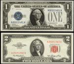 Lot of (2) Fr. 1600 & 1532. 1928 & 1953 $1 & $2 Mixed Small Size. Choice Uncirculated.