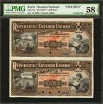 BRAZIL. Thesouro Nacional. 1 Mil Reis, ND (1917). P-5s. Specimen. PMG Choice About Uncirculated 58 E