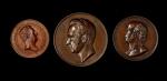 ARCHITECTURAL MEDALS. Belgium. Trio of Bronze Medals (3 Pieces), 1844-1854. Grade Range: ALMOST UNCI