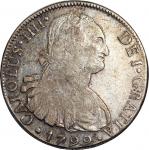 1799及1801年秘鲁8雷亚尔银币2枚一组，VF，1801年币带少量戳印
