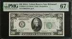 Fr. 2055-E. 1934A $20 Federal Reserve Note. Richmond. PMG Superb Gem Uncirculated 67 EPQ.