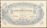 TUNISIA. Banque de lAlgerie de la Tunisie. 500 Francs, 1904-24. P-5b. Choice About Uncirculated.