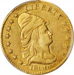 1806/4 Capped Bust Right Quarter Eagle. BD-1. Rarity-4+. Stars 8x5. EF-40 (PCGS).