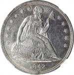 1842 Liberty Seated Silver Dollar. AU-55 (NGC).