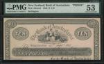 1914年纽西兰澳大拉西亚银行10镑试印样票，PMG 53，背有贴痕，罕见！