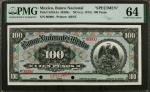 1913年墨西哥100比索 PMG Choice Unc 64 Banco Nacional De Mexico. 100 Pesos