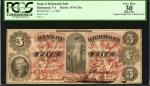 Richmond, Virginia. Bank of Richmond (2nd). Nov. 1, 1861. $5. PCGS Very Fine 30 Apparent. Repaired E