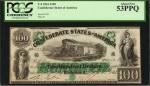 T-5. Confederate Currency. 1861 $100. PCGS Currency About New 53 PPQ.