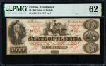 Tallahassee, Florida. State of Florida. 1864 $5. PMG Uncirculated 62.