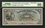 VENEZUELA. Banco de Venezuela. 500 Bolivares, (ca. 1916-21). P-S294s. Specimen. PMG Gem Uncirculated