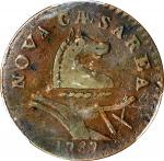 1787 New Jersey Copper. Maris 48-g, W-5275. Rarity-1. No Sprig Above Plow, Outlined Shield. VF-30 (P
