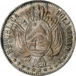 BOLIVIA. Boliviano, 1867-PTS FE. Potosi Mint. PCGS MS-63 Gold Shield.