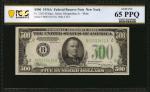Fr. 2202-B. 1934A $500 Federal Reserve Note. New York. PCGS Banknote Gem Uncirculated 65 PPQ.