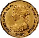 SPAIN. 40 Reales, 1863. Barcelona Mint. Isabel II. NGC AU-58.