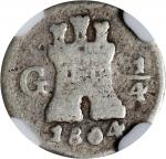 GUATEMALA. 1/4 Real, 1804-G. Nueva Guatemala Mint. Charles IV. NGC VG-10.