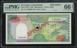 Sri Lanka: Central Bank, 1000 rupees, specimen, 21.2.1989, serial number A/11 000000, (Pick 101bs), 