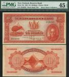 Reserve Bank of New Zealand, 10 shillings, 1 August 1934, serial number Z616348, red on green and re