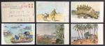 1930-1940年代中日战争时期日本军事邮便图画明信片6 枚.