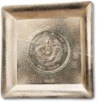香港早期镶嵌“34年北洋造光绪元宝库平七钱二分银币”方形银盘一件