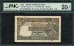 x Government of India, 5 rupees, ND (1928-), serial number Q/41 695034, purple and white and green, 