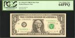 Fr. 1914-F*. 1988 $1 Federal Reserve Star Note. Atlanta. PCGS Currency Very Choice New 64 PPQ.
