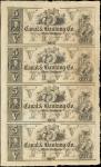 Uncut Sheet of (4). New Orleans, Louisiana. Canal & Banking Co. 18xx $5-$5-$5-$5. Very Fine. Remaind