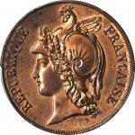 FRANCE. Copper 10 Centimes Essai (Pattern), 1848. PCGS Specimen-63 RB Gold Shield.