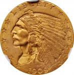 1909 Indian Quarter Eagle. MS-65+ (NGC). CAC.