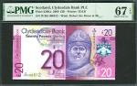 2009年苏格兰克莱兹戴尔银行20镑，编号W/HS 000012，PMG 67EPQ。Scotland, Clydesdale Bank, £20, 2009, low serial number W