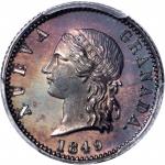 COLOMBIA. Pattern 2 Peso Struck in Silver, 1849. PCGS SP-65 Secure Holder.