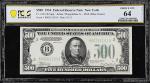 Fr. 2201-B. 1934 Dark Green Seal $500 Federal Reserve Note. New York. PCGS Banknote Choice Uncircula