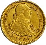COLOMBIA. 1794-JF Escudo. Popayán mint. Carlos IV (1788-1808). Restrepo 85.6. AU-53 (PCGS).
